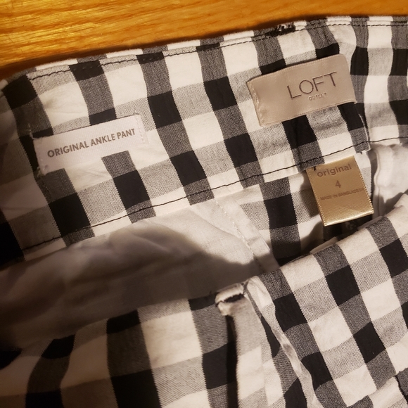 Loft Original Ankle Pant Checkered Gingham Size 4 - Picture 4 of 7